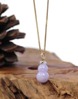 Baikalla Jewelry Jade Pendant Natural Lavender Jadeite Jade "Magic Bottle Gourd" Hulu Necklace With 14k Yellow Gold Diamond Bail