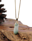 Baikalla Jewelry 18k Gold Jadeite Necklace Natural Unique Jadeite Jade Lucky Bottle Necklace with 14k Yellow Gold Bail