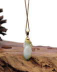 Baikalla Jewelry 18k Gold Jadeite Necklace Natural Unique Jadeite Jade Lucky Bottle Necklace with 14k Yellow Gold Bail