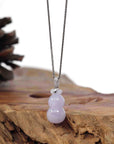 Baikalla Jewelry Jade Pendant Natural Lavender Jadeite Jade "Magic Bottle Gourd" Hulu Necklace With 14k White Gold Diamond Bail