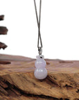 Baikalla Jewelry Jade Pendant Natural Lavender Jadeite Jade "Magic Bottle Gourd" Hulu Necklace With 14k White Gold Diamond Bail