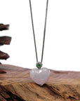 Baikalla Jewelry 18k Gold Jadeite Necklace Baikalla 14K Yellow Gold Genuine Burmese Lavender Jadeite Jade Heart Pendant with VS1 Diamonds High Jewelry