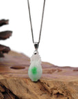 Baikalla Jewelry 18k Gold Jadeite Necklace Natural Unique Jadeite Jade Lucky Bottle Necklace with 14k White Gold Bail