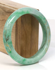 Baikalla Jewelry Jadeite Jade Bangle Bracelet 18k Gold Inlaid Rich Green Jadeite Jade Bangle Bracelet (60.49 mm) 