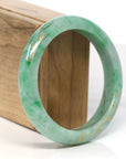 Baikalla Jewelry Jadeite Jade Bangle Bracelet 18k Gold Inlaid Rich Green Jadeite Jade Bangle Bracelet (60.49 mm) 