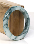 Baikalla Jewelry Jadeite Jade Bangle Bracelet Baikalla "Half Round" Unique Blue Green Jadeite Jade Bangle Bracelet (56.58 mm) 