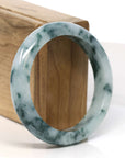 Baikalla Jewelry Jadeite Jade Bangle Bracelet Baikalla "Half Round" Unique Blue Green Jadeite Jade Bangle Bracelet (56.58 mm) 