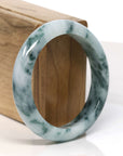 Baikalla Jewelry Jadeite Jade Bangle Bracelet Baikalla "Half Round" Unique Blue Green Jadeite Jade Bangle Bracelet (56.58 mm) 