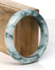 Baikalla Jewelry Jadeite Jade Bangle Bracelet Baikalla "Half Round" Unique Blue Green Jadeite Jade Bangle Bracelet (56.58 mm) 