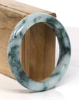 Baikalla Jewelry Jadeite Jade Bangle Bracelet Baikalla "Half Round" Unique Blue Green Jadeite Jade Bangle Bracelet (56.58 mm) 