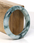 Baikalla Jewelry Jadeite Jade Bangle Bracelet Baikalla "Half Round" Unique Blue Green Jadeite Jade Bangle Bracelet (56.58 mm) 