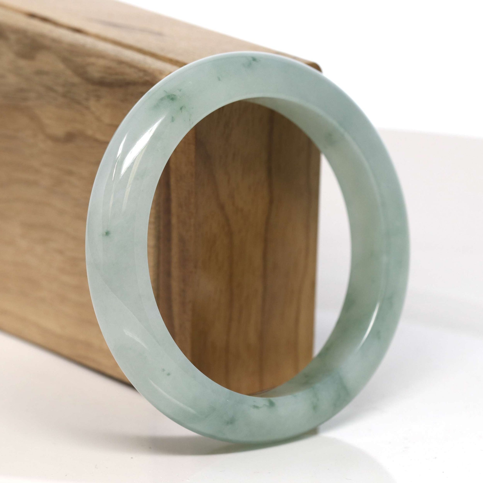 Baikalla Jewelry Jadeite Jade Bangle Bracelet Baikalla "Half Round" Unique Blue Green Jadeite Jade Bangle Bracelet (57.65 mm) #T351