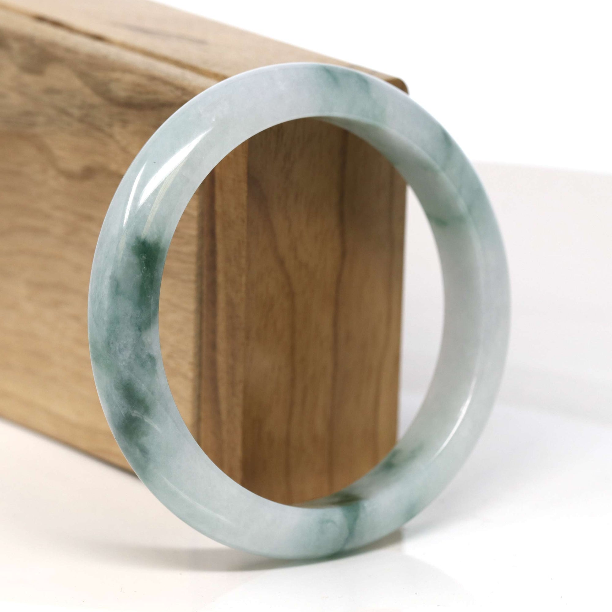 Baikalla Jewelry Jadeite Jade Bangle Bracelet Baikalla "Half Round" Light Lavender Jadeite Jade Bangle Bracelet (59.30 mm) #T344