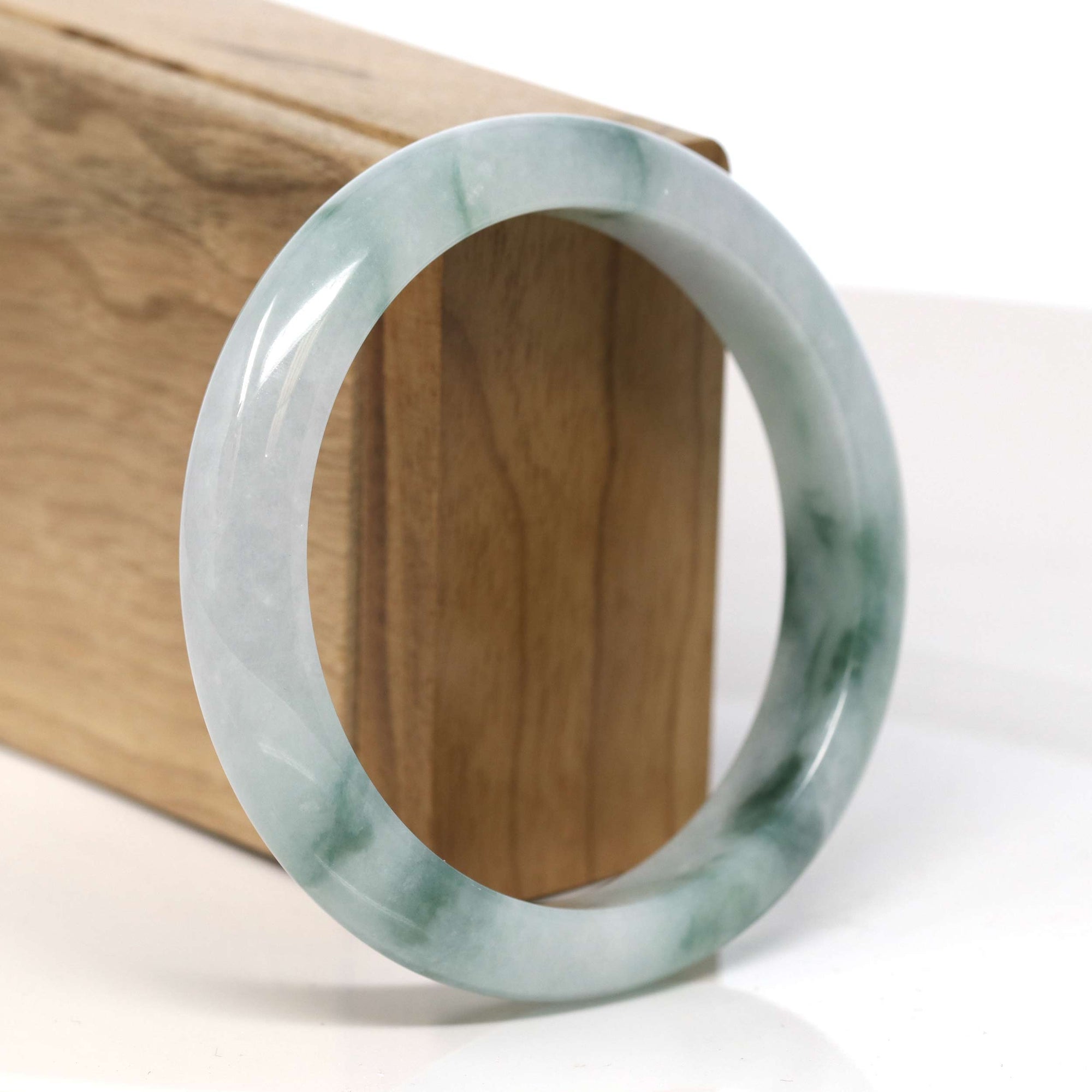 Baikalla Jewelry Jadeite Jade Bangle Bracelet Baikalla "Half Round" Light Lavender Jadeite Jade Bangle Bracelet (59.30 mm) #T344