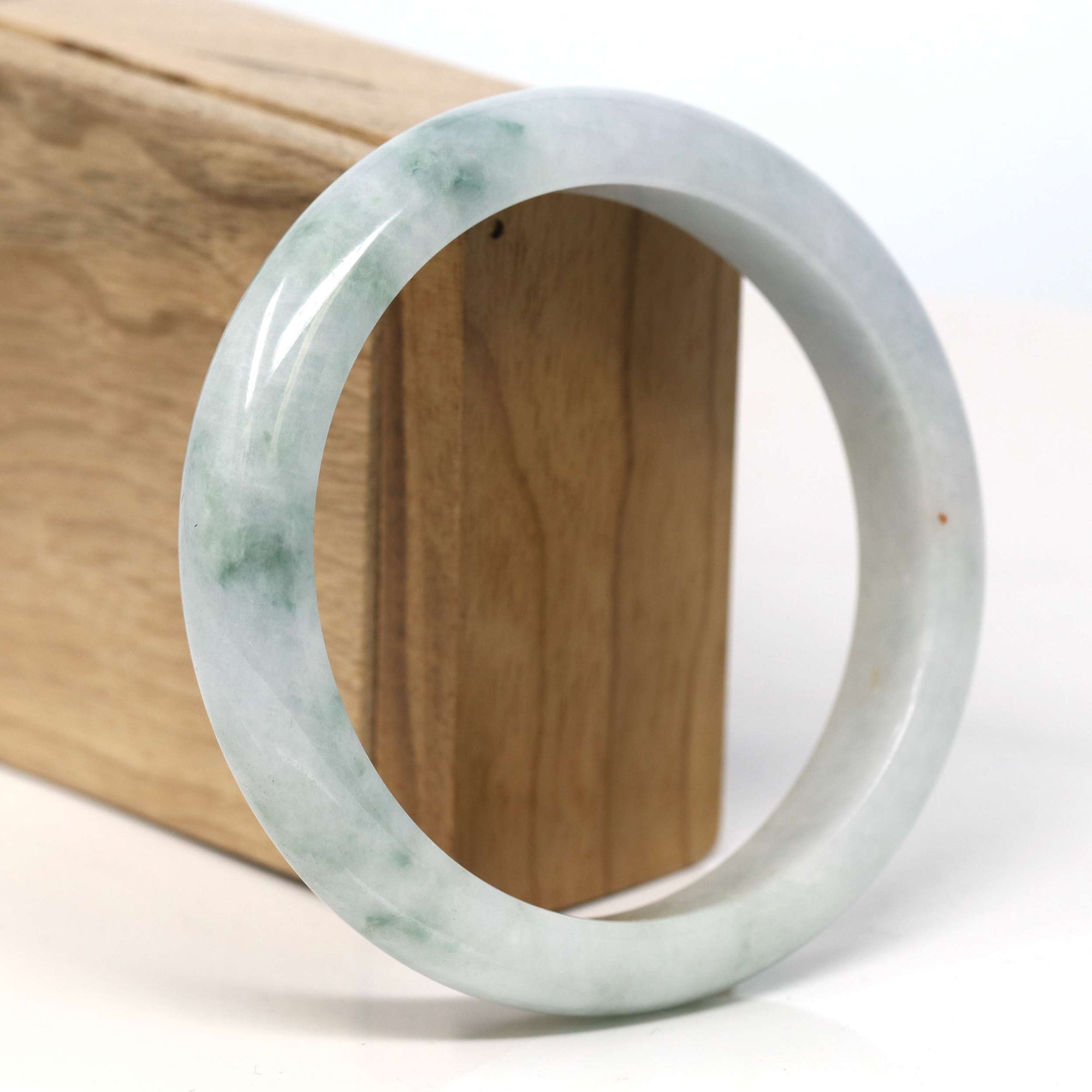 Baikalla Jewelry Jadeite Jade Bangle Bracelet Baikalla "Half Round" Blue Green Jadeite Jade Bangle Bracelet (62.32 mm) #T339