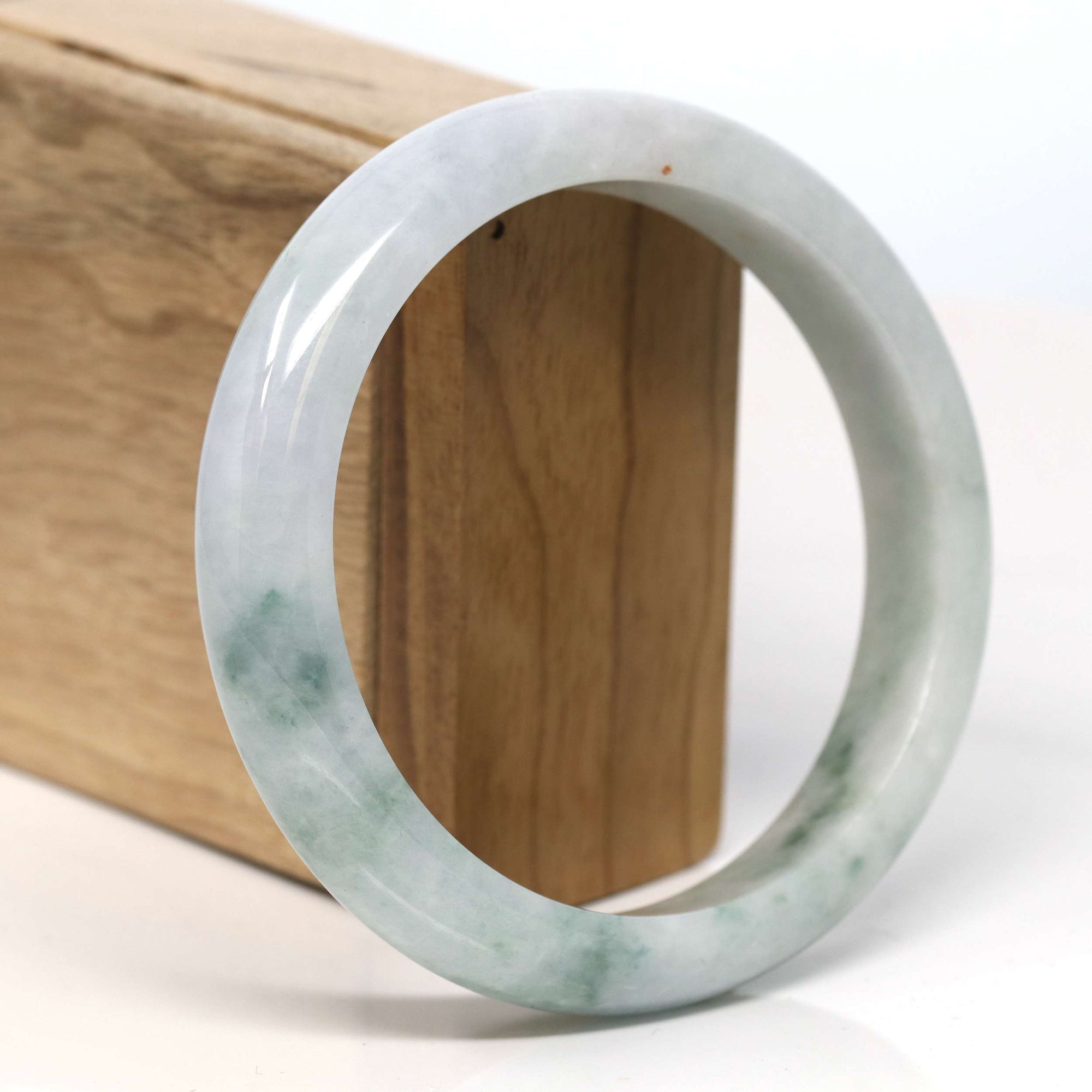 Baikalla Jewelry Jadeite Jade Bangle Bracelet Baikalla "Half Round" Blue Green Jadeite Jade Bangle Bracelet (62.32 mm) #T339