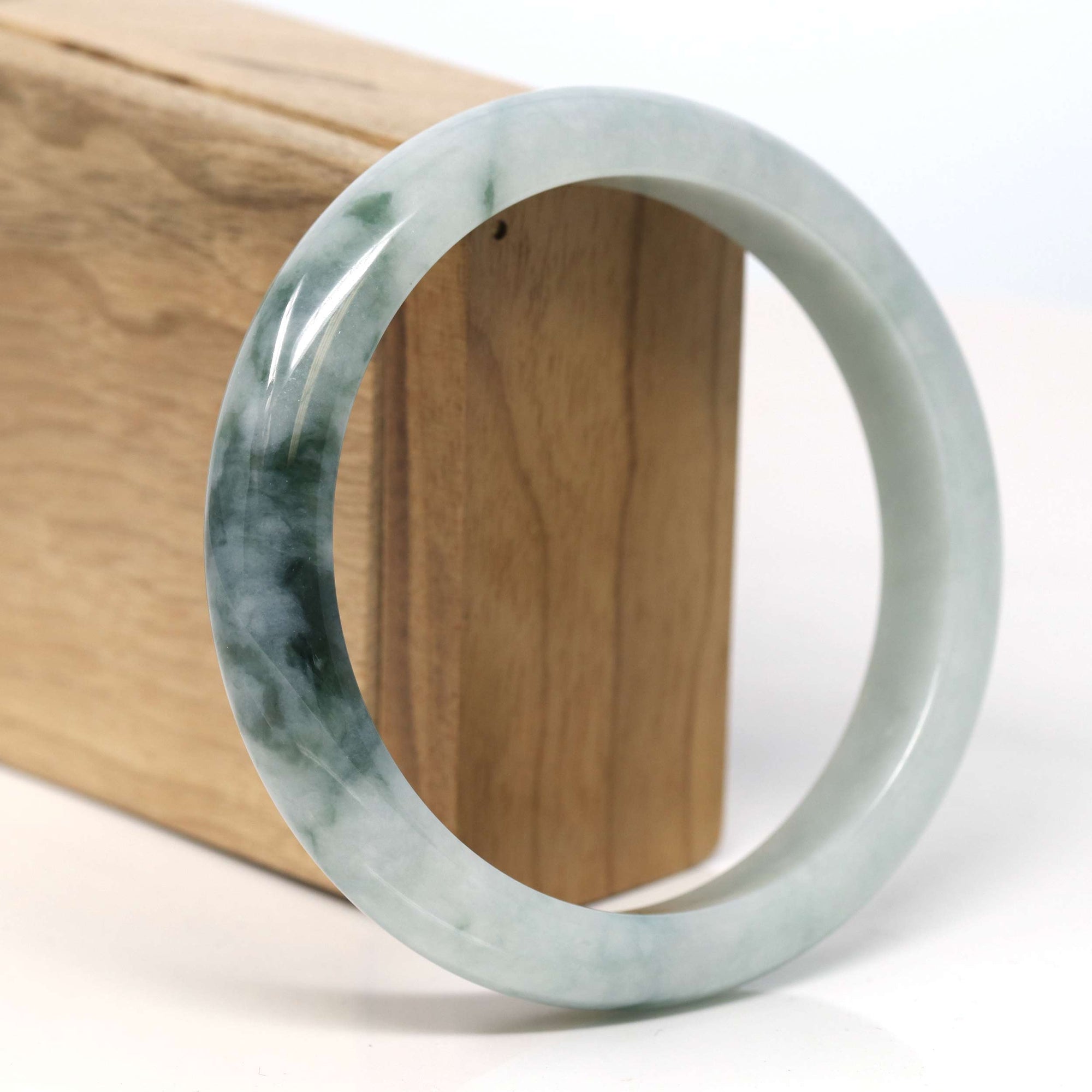 Baikalla Jewelry Jadeite Jade Bangle Bracelet Baikalla "Half Round" WuJi Jadeite Jade Bangle Bracelet (60.49 mm) #T335