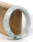 Baikalla Jewelry Jadeite Jade Bangle Bracelet Baikalla "Half Round" 18k Inlay Jadeite Jade Bangle Bracelet (60.61 mm) 