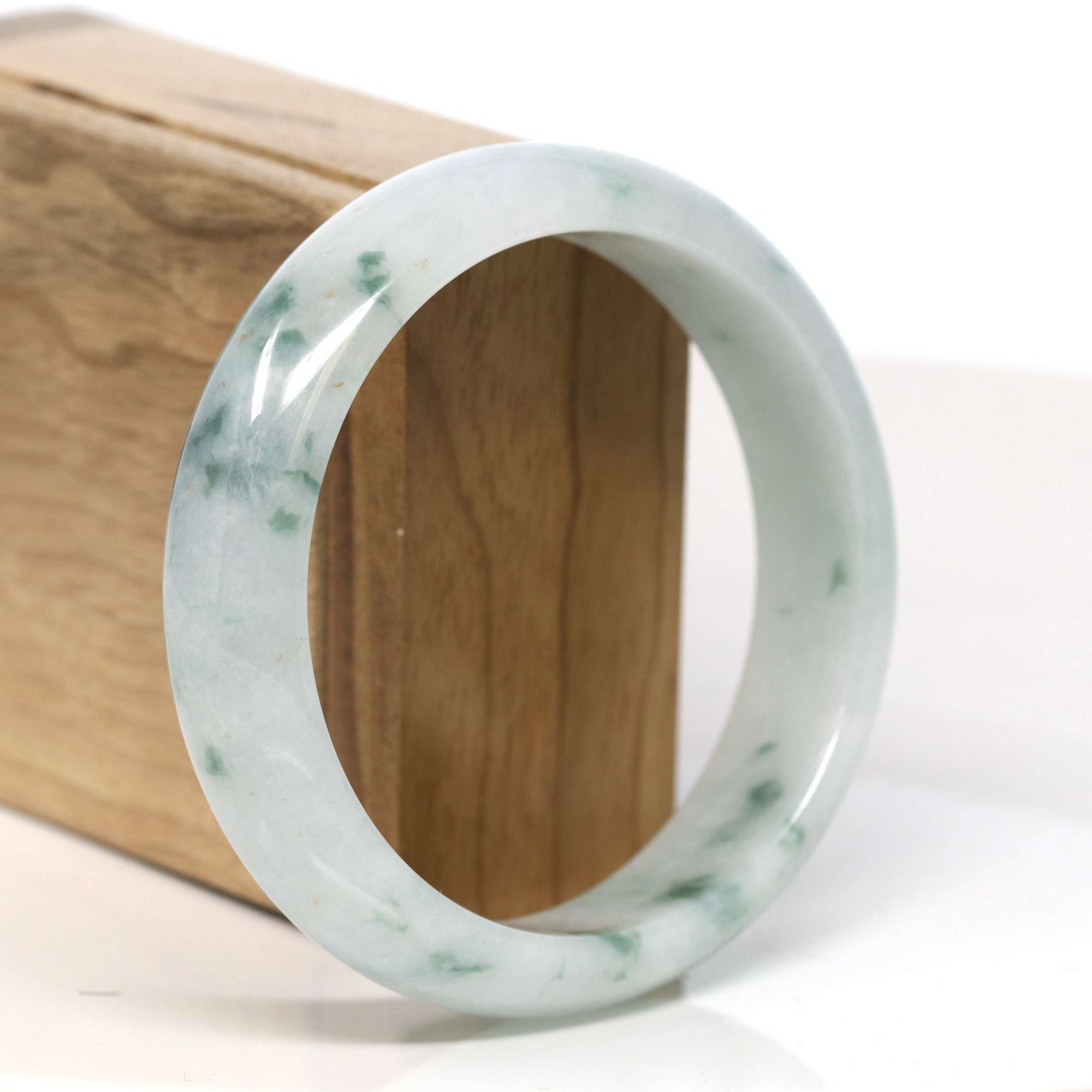 Baikalla Jewelry Jadeite Jade Bangle Bracelet Baikalla &quot;Half Round&quot; 18k Inlay Jadeite Jade Bangle Bracelet (60.49 mm) 