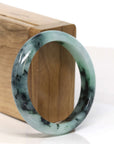 Baikalla Jewelry Jadeite Jade Bangle Bracelet Baikalla "Half Round" 18k Inlay Jadeite Jade Bangle Bracelet (60.49 mm) 