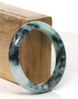 Baikalla Jewelry Jadeite Jade Bangle Bracelet Baikalla "Half Round" 18k Inlay Jadeite Jade Bangle Bracelet (54.43 mm) 