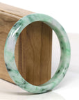 Baikalla Jewelry Jadeite Jade Bangle Bracelet Baikalla "Half Round" 18k Inlay Jadeite Jade Bangle Bracelet (61.98 mm) 