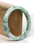 Baikalla Jewelry Jadeite Jade Bangle Bracelet Baikalla "Half Round" 18k Inlay Jadeite Jade Bangle Bracelet (61.98 mm) 