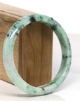 Baikalla Jewelry Jadeite Jade Bangle Bracelet Baikalla "Half Round" 18k Inlay Jadeite Jade Bangle Bracelet (61.98 mm) 