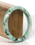 Baikalla Jewelry Jadeite Jade Bangle Bracelet Baikalla "Half Round" 18k Inlay Jadeite Jade Bangle Bracelet (61.98 mm) 