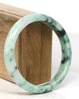 Baikalla Jewelry Jadeite Jade Bangle Bracelet Baikalla "Half Round" 18k Inlay Jadeite Jade Bangle Bracelet (61.98 mm) 