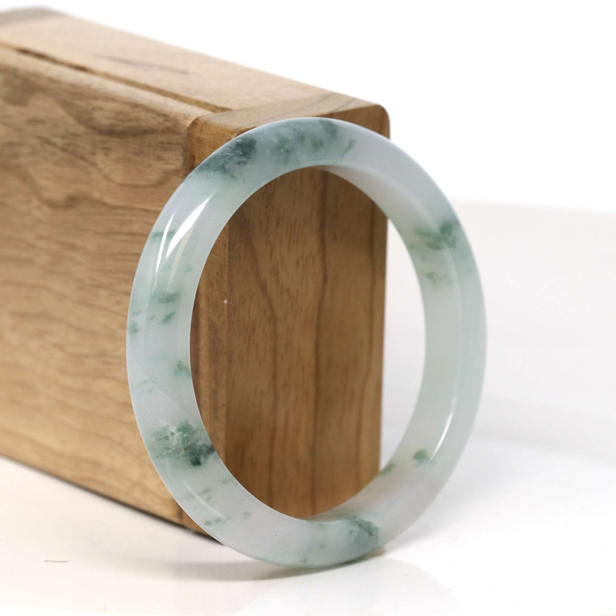 Baikalla Jewelry Jadeite Jade Bangle Bracelet Baikalla "Half Round" Blue-Green Jadeite Jade Bangle Bracelet (54.55 mm) #T373