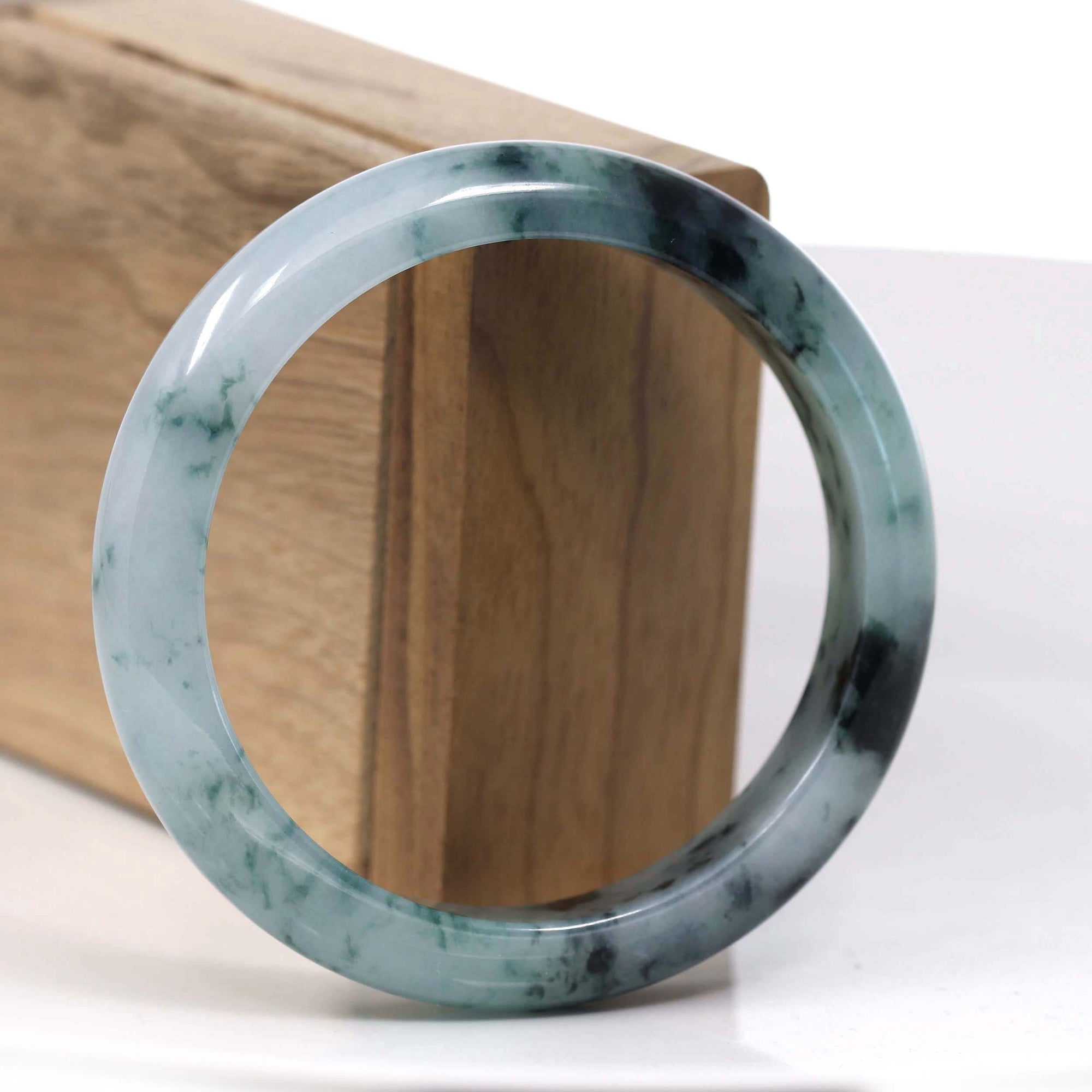 Baikalla Jewelry Jadeite Jade Bangle Bracelet Baikalla Natural Burmese Blue-green Jadeite Jade Bangle Bracelet (58.06mm)