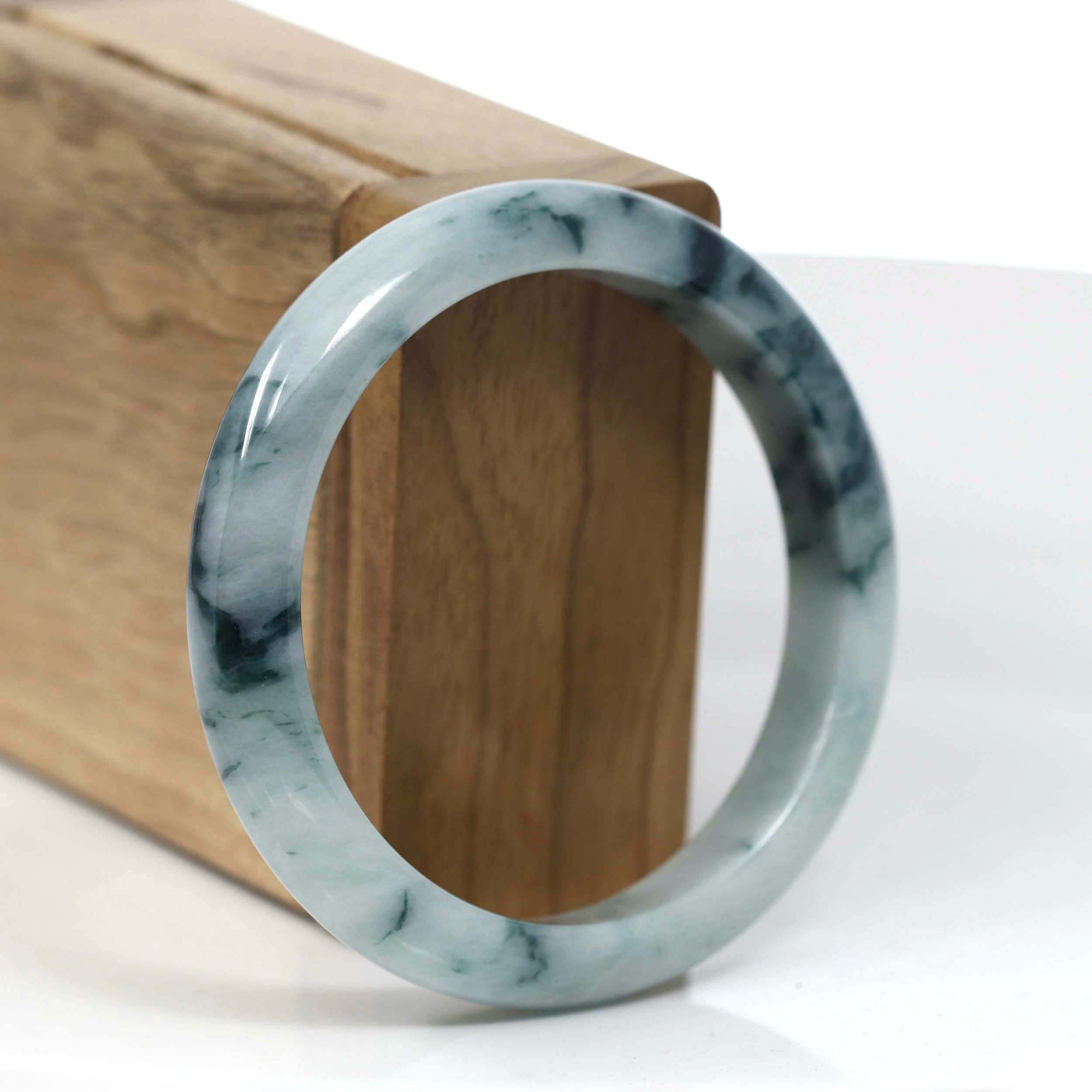 Baikalla Jewelry Jadeite Jade Bangle Bracelet Baikalla Natural Burmese Blue-green Jadeite Jade Bangle Bracelet (55.80mm)#T146