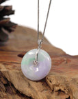 Baikalla Jewelry Gold Jadeite Jade Pendant Necklace Pendant Only "Good Luck Button" Lavender Jadeite Jade Lucky KouKou Pendant With 14K White Gold Diamond Bail