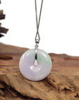 Baikalla Jewelry Gold Jadeite Jade Pendant Necklace "Good Luck Button" Lavender Jadeite Jade Lucky KouKou Pendant With 14K White Gold Diamond Bail