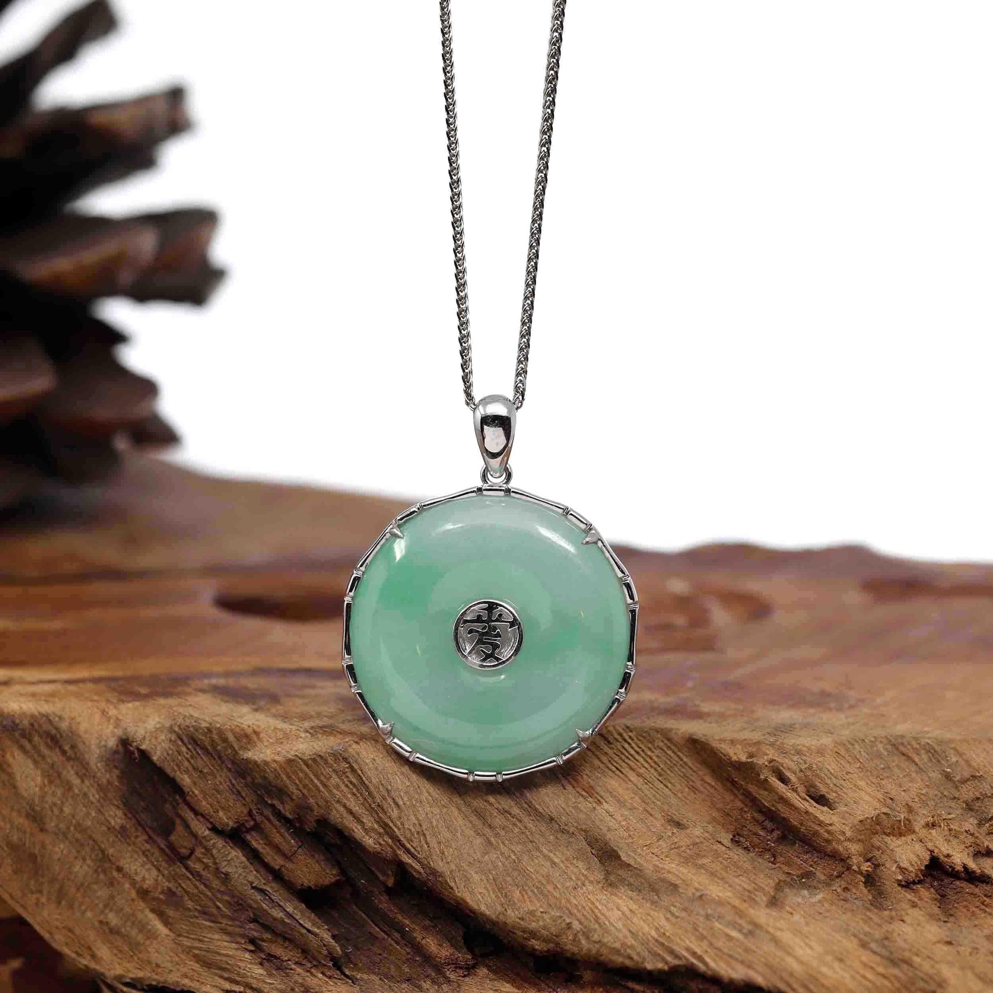 Baikalla Jewelry Jade Pendant Necklace Pendant Only Baikalla "Good Luck Button" Necklace Green Jadeite Jade Lucky KouKou Pendant Necklace