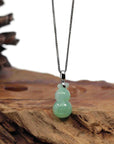 Baikalla Jewelry Jade Pendant 14K White Gold Jadeite Jade Good Luck Hulu Bottle Gourd Necklace