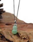 Baikalla Jewelry Jade Pendant 14K White Gold Jadeite Jade Good Luck Hulu Bottle Gourd Necklace