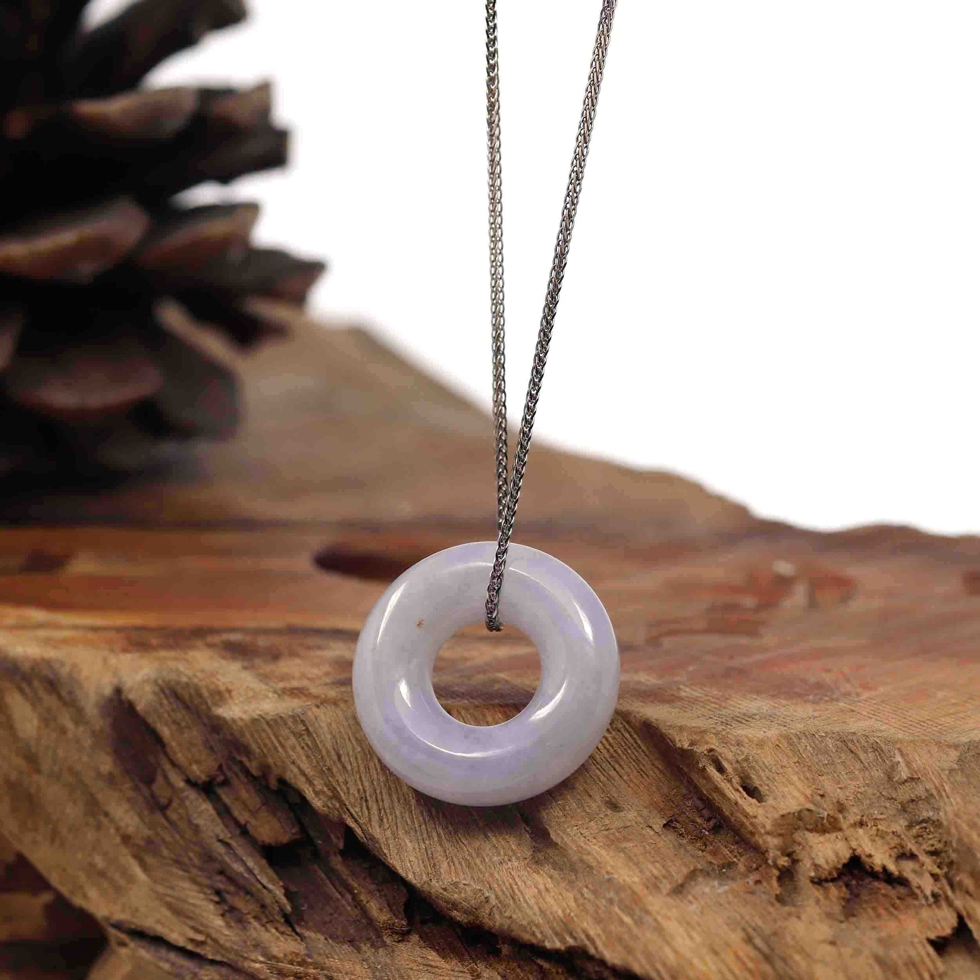 Baikalla Jewelry Jade Pendant Necklace Baikalla &quot;Good Luck Button&quot; Necklace Lavender Jadeite Jade Pendant