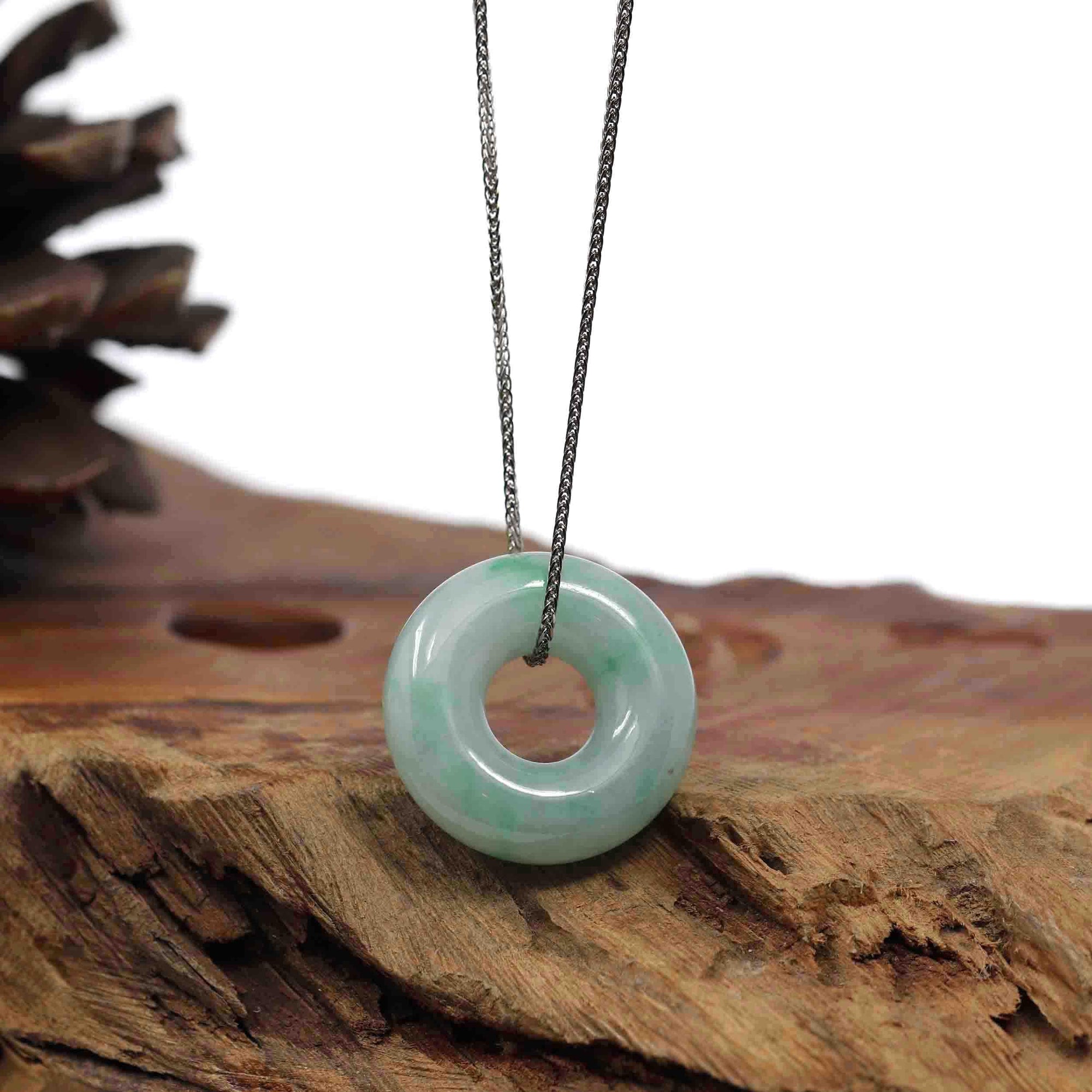 Baikalla Jewelry Jade Pendant Necklace Baikalla "Good Luck Button" Necklace Green Jadeite Jade Pendant For Men