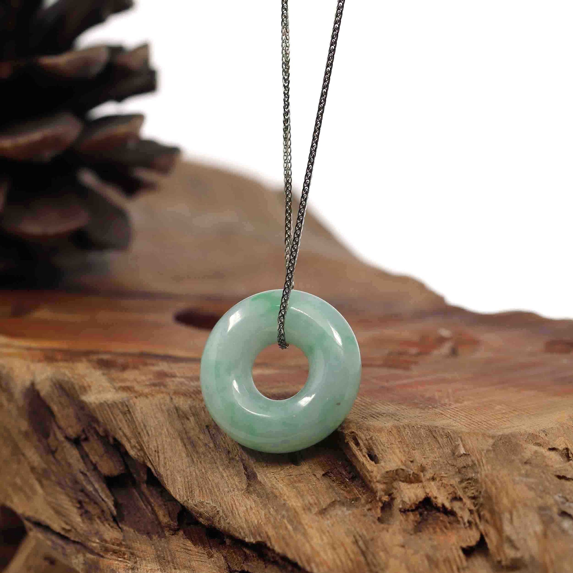 Baikalla Jewelry Jade Pendant Necklace Baikalla "Good Luck Button" Necklace Green Jadeite Jade Pendant For Men