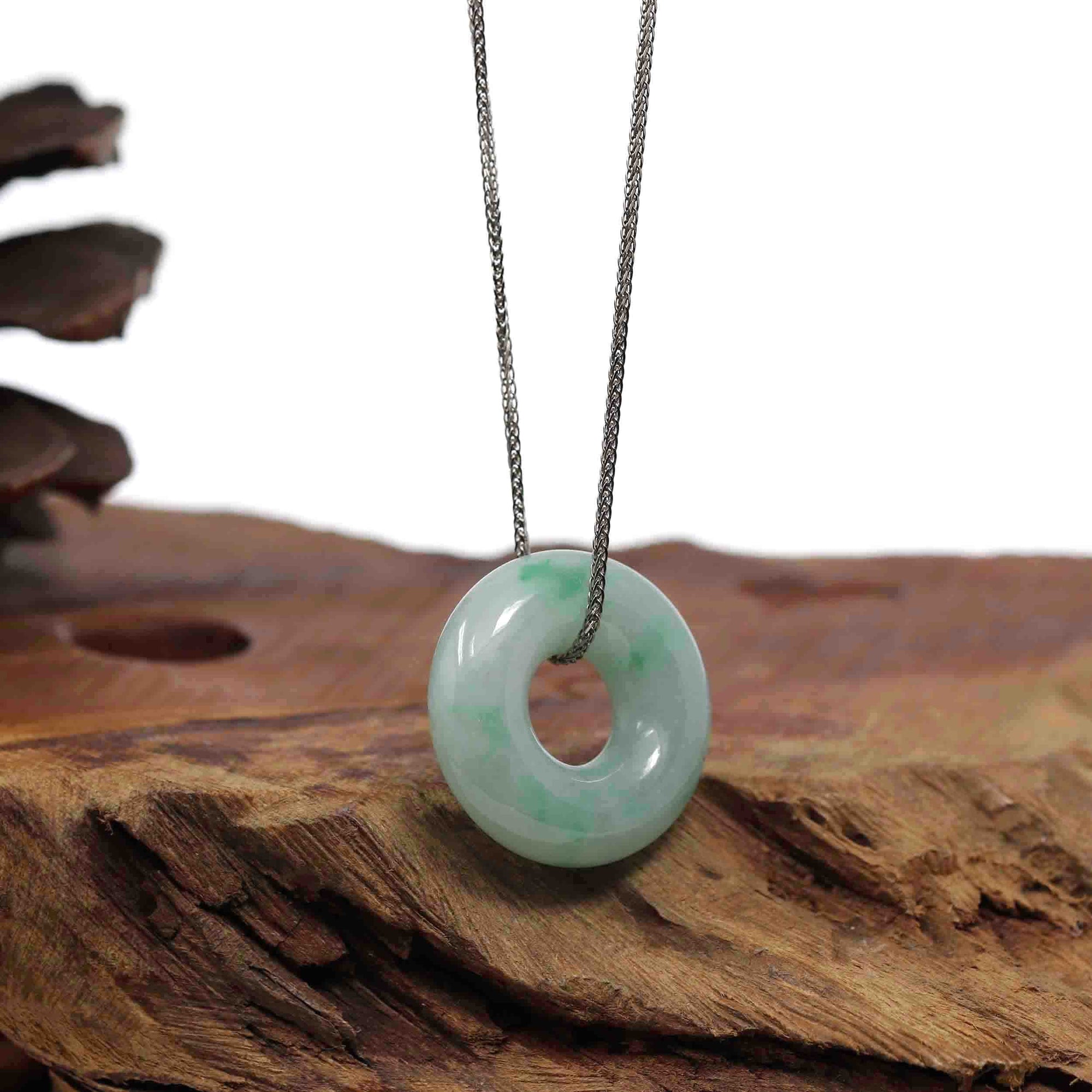 Baikalla Jewelry Jade Pendant Necklace Baikalla &quot;Good Luck Button&quot; Necklace Green Jadeite Jade Pendant For Men