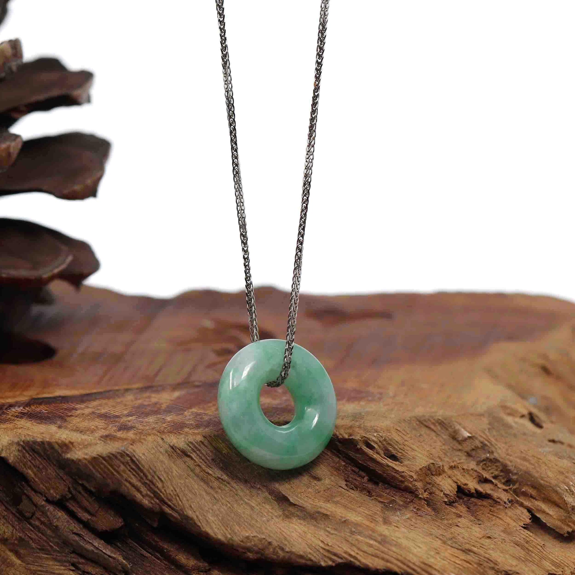 Baikalla Jewelry Jade Pendant Necklace Baikalla "Good Luck Button" Necklace Green Jadeite Jade Pendant