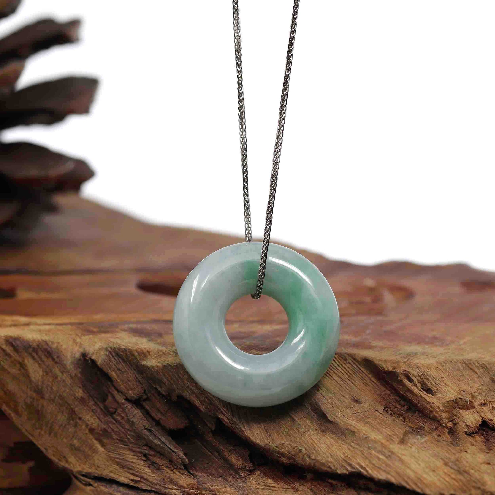 Baikalla Jewelry Jade Pendant Necklace Baikalla "Good Luck Button" Necklace Green Jadeite Jade Pendant For Men