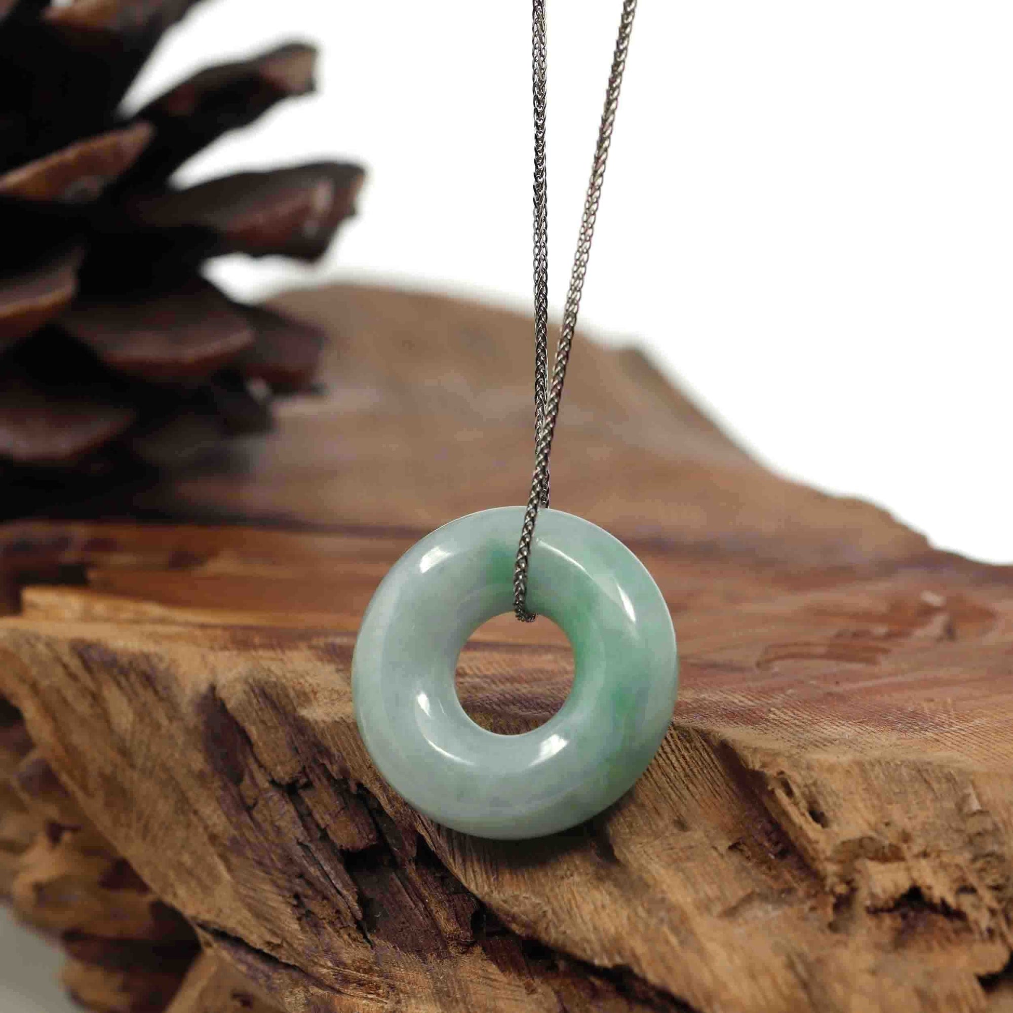 Baikalla Jewelry Jade Pendant Necklace Baikalla &quot;Good Luck Button&quot; Necklace Green Jadeite Jade Pendant For Men