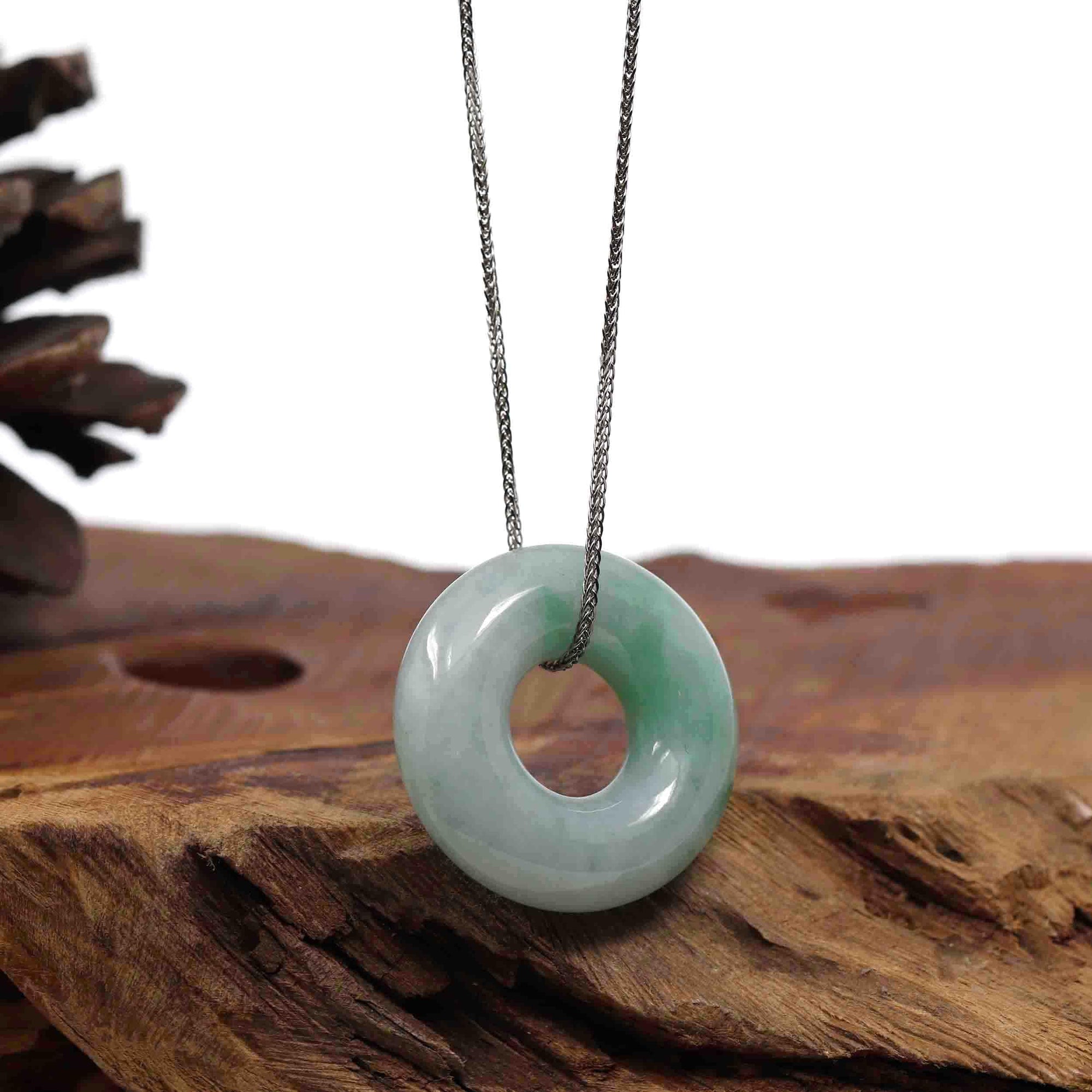 Baikalla Jewelry Jade Pendant Necklace Baikalla "Good Luck Button" Necklace Green Jadeite Jade Pendant For Men