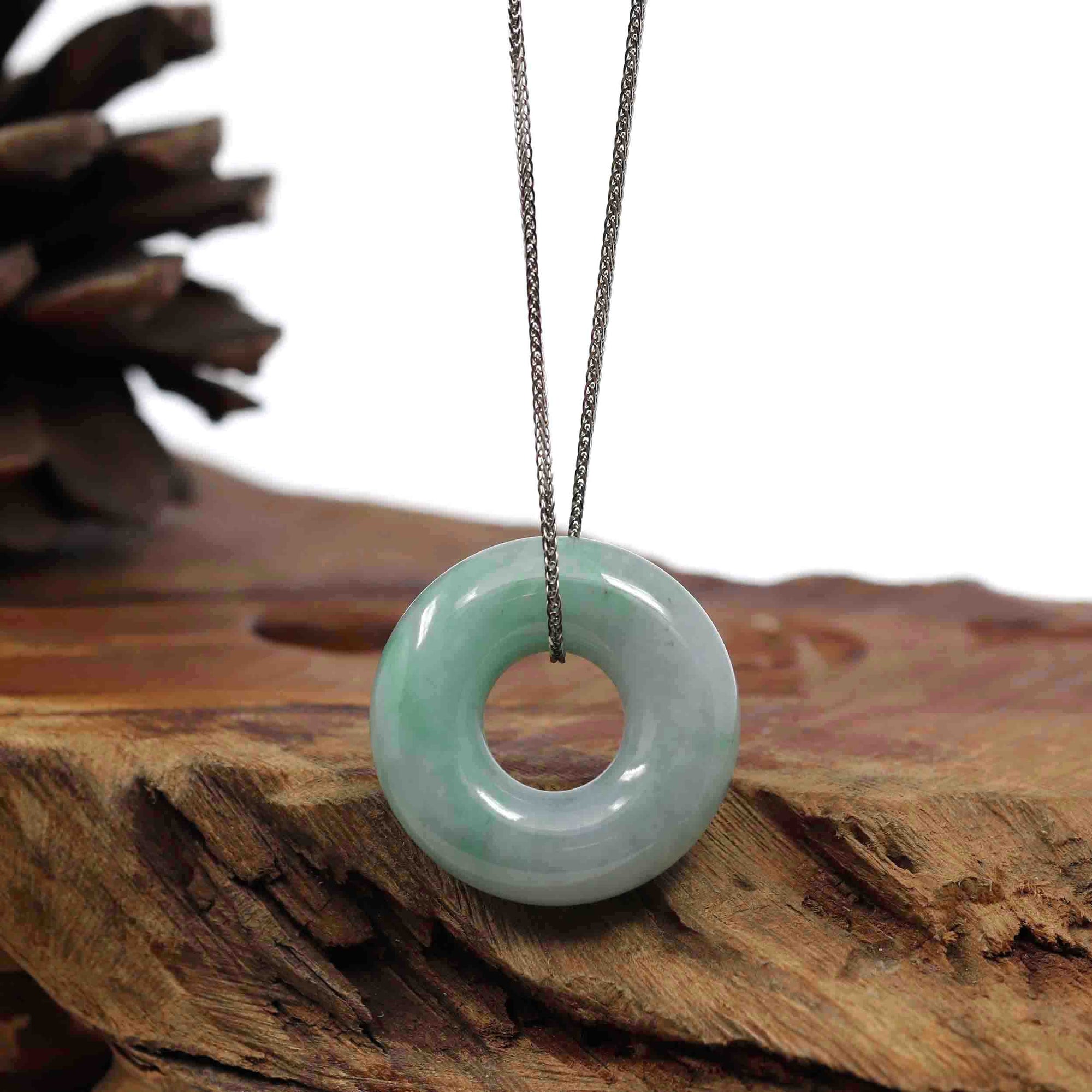 Baikalla Jewelry Jade Pendant Necklace Baikalla &quot;Good Luck Button&quot; Necklace Green Jadeite Jade Pendant For Men