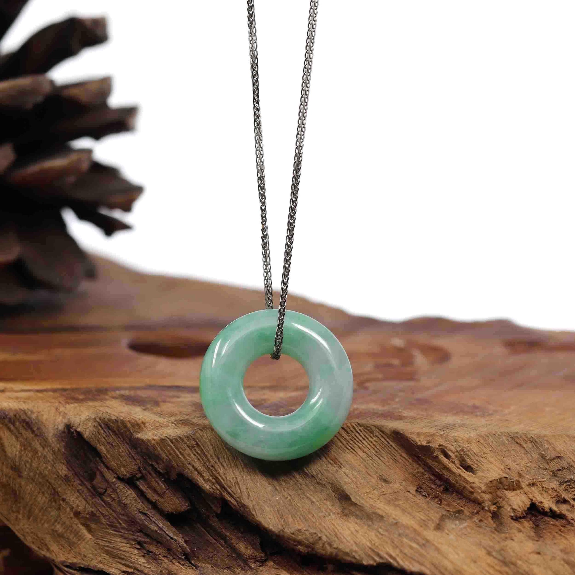 Baikalla Jewelry Jade Pendant Necklace Baikalla "Good Luck Button" Necklace Green Jadeite Jade Pendant For Men