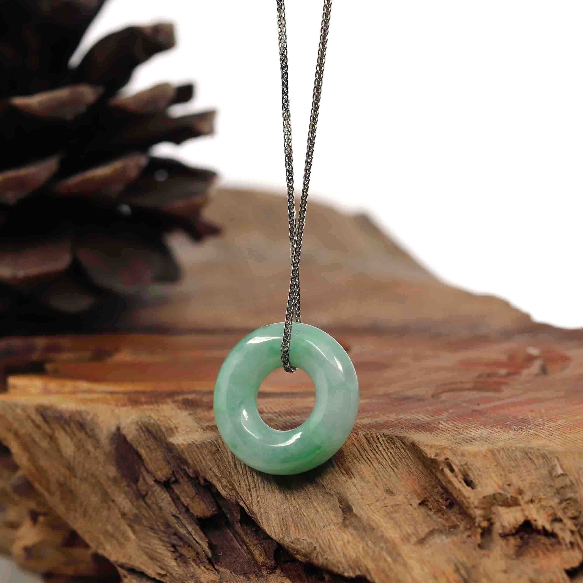 Baikalla Jewelry Jade Pendant Necklace Baikalla "Good Luck Button" Necklace Green Jadeite Jade Pendant For Men