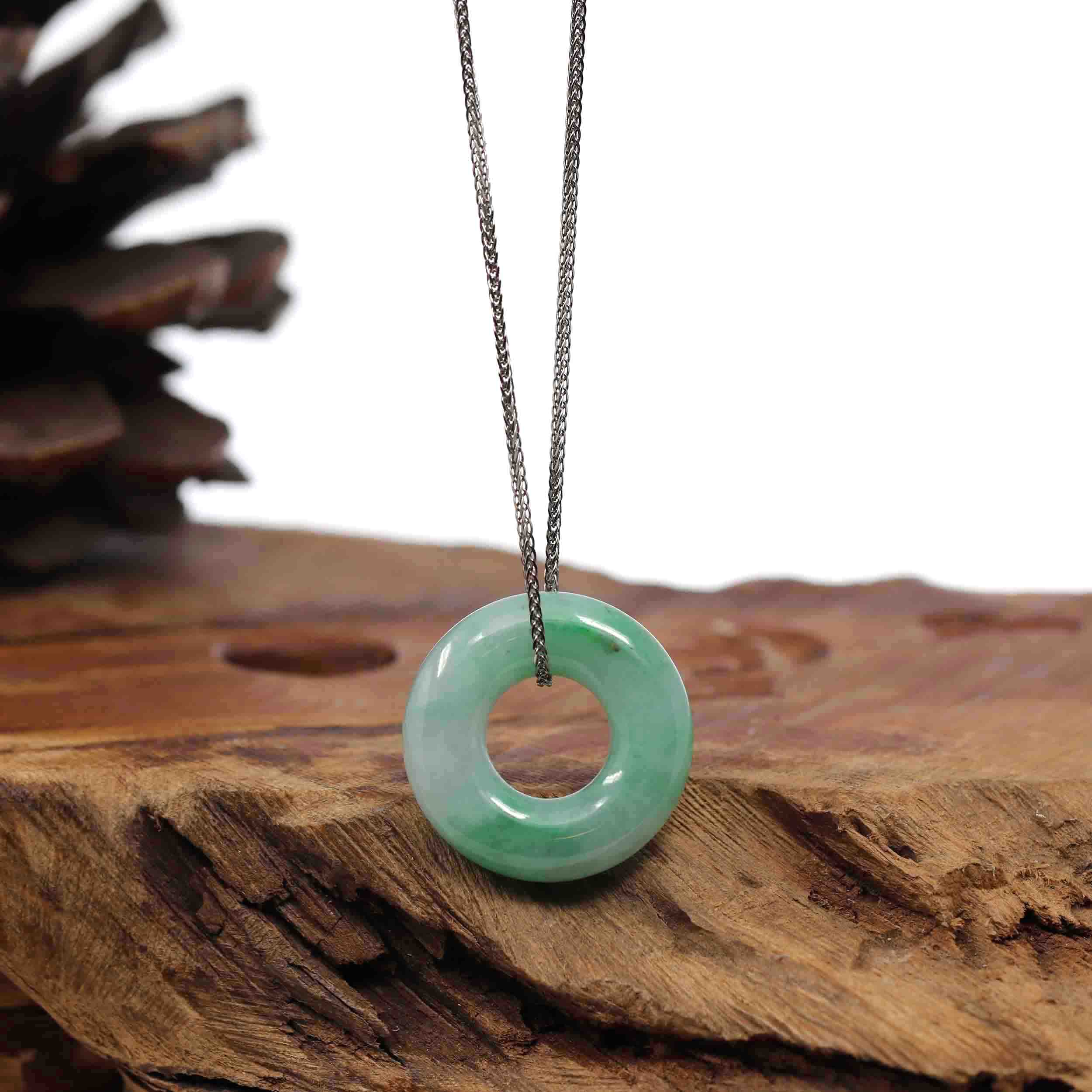 Men necklace, green jade. top